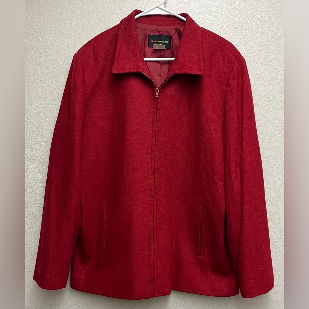 Harris/Wallace Women Red Jacket Size 16 Wool Blend Full Sleeve‎